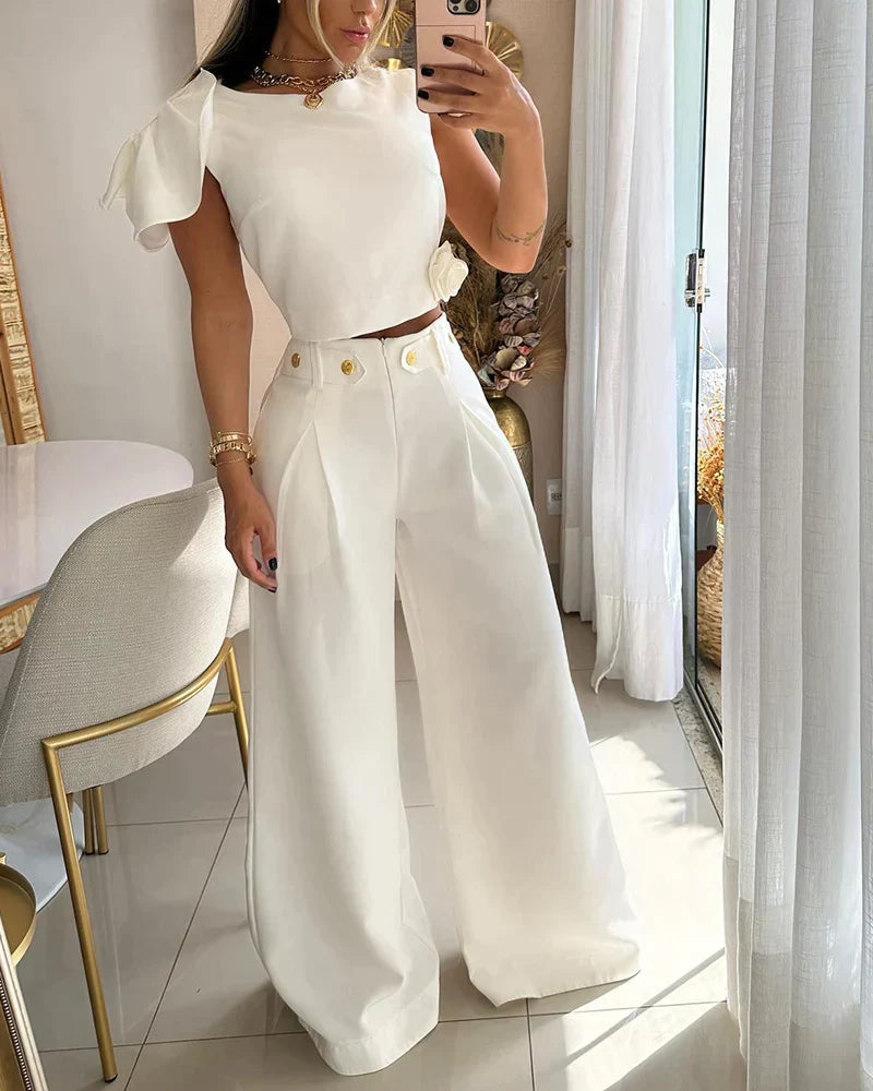 Levoire | Débardeur Et Pantalon À Jambe Large, Ensemble De 2 Pièces Blanc