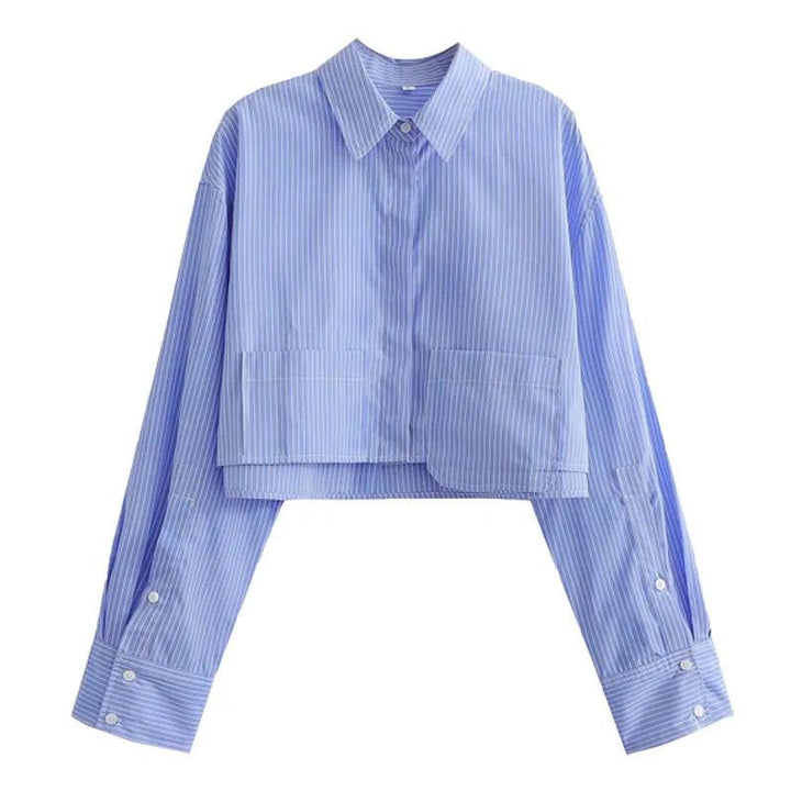 Levoire | Chemisier À Manches Longues Pour Femmes Élégante Blouse À Boutons Bleu