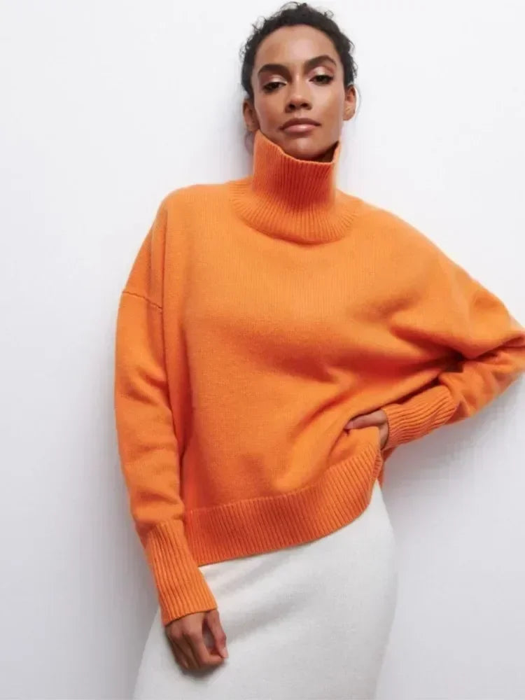 Levoire | Pull À Col Roulé Surdimensionné Fino Orange