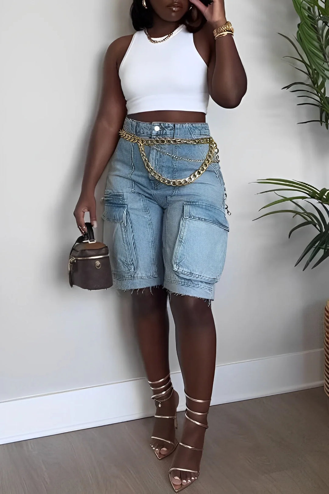 Levoire | Shorts Cargo En Jean Femme Bleu ciel