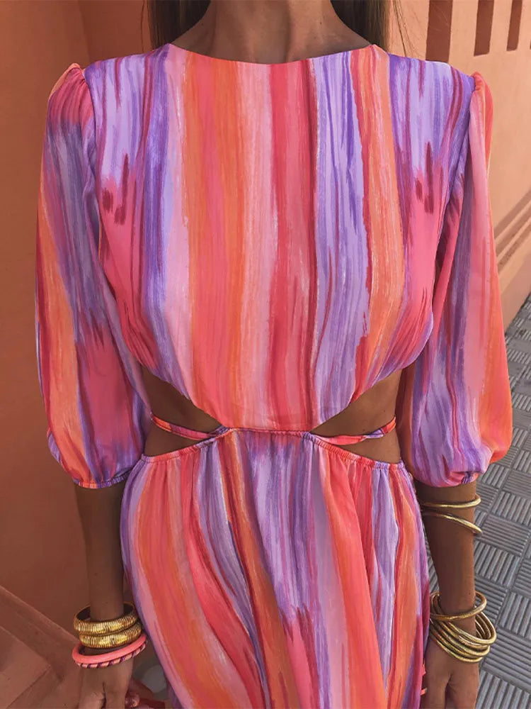 Levoire | Robe Dos Nu À Lacets À Rayures