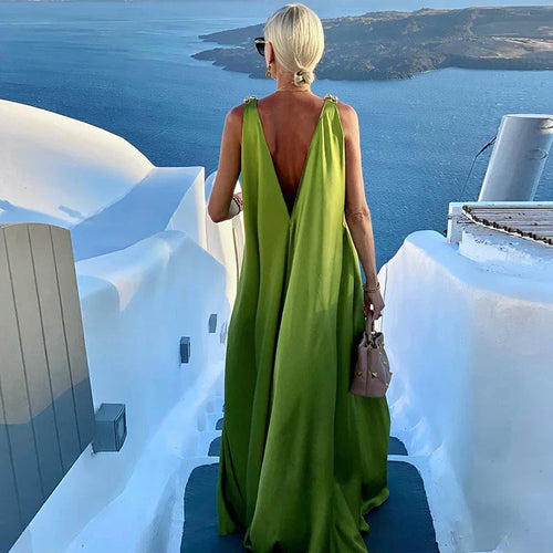 Levoire | Élégante Robe Maxi Boho Dos Nu À Décolleté En V