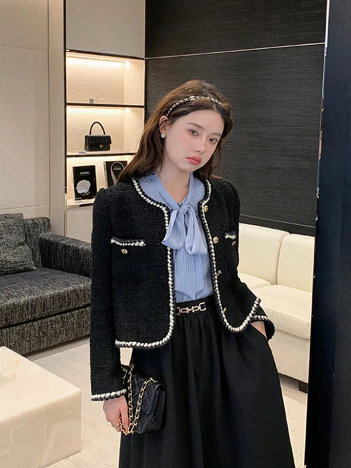 Levoire | Veste En Tweed À Manches Longues Et Col Rond Avec Fermeture À Boutons