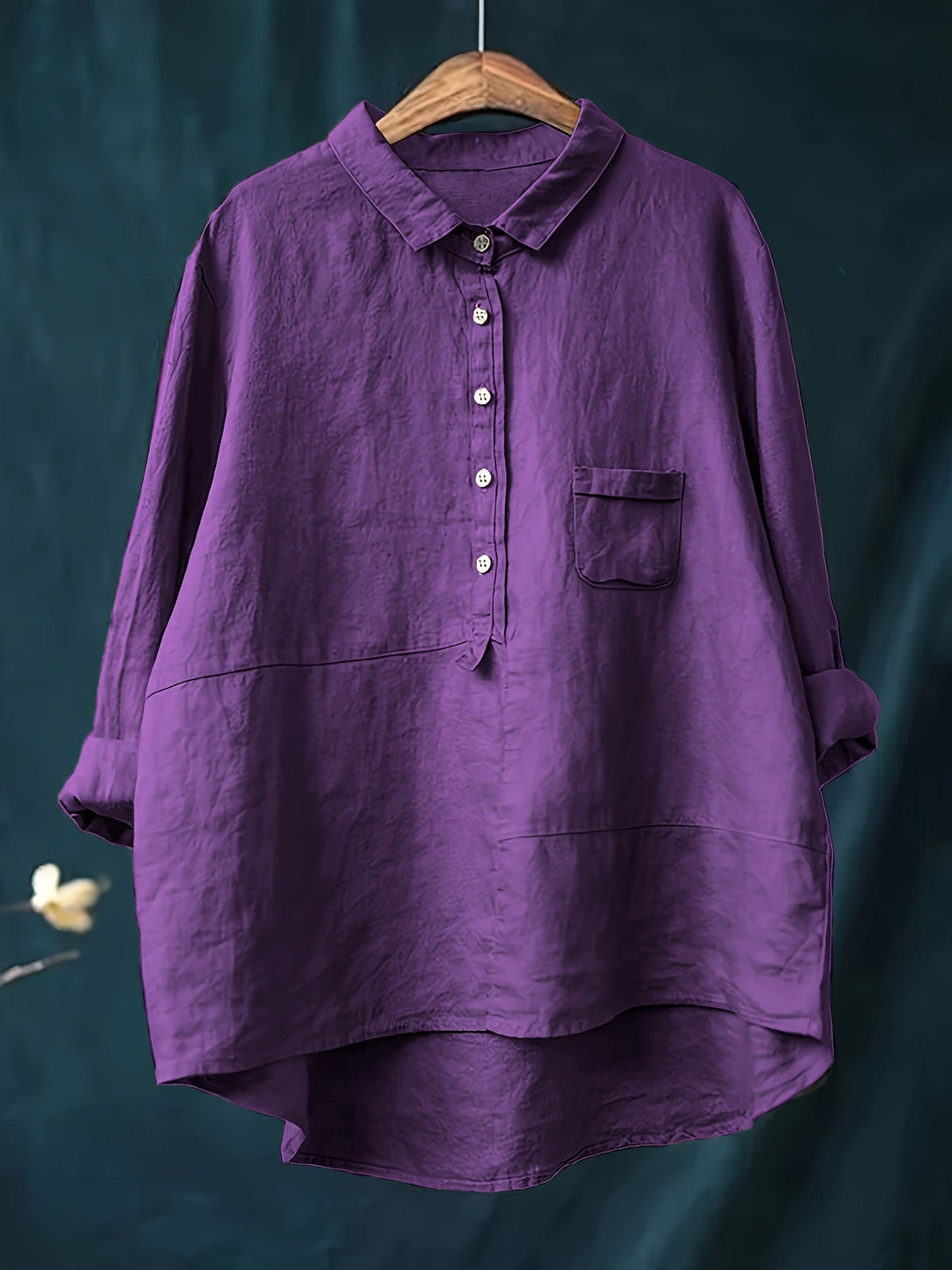 Levoire | Chemisier En Lin Pour Femmes Avec Col Revers Et Manches Longues Violet