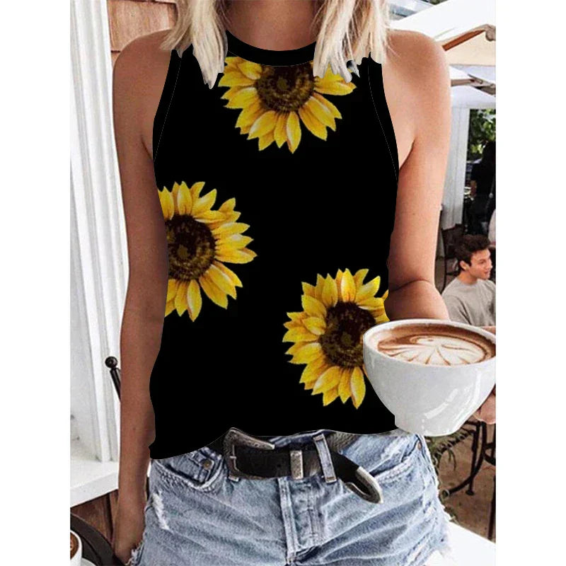 Levoire | Débardeurs 3D Imprimé Tournesols Femmes 3
