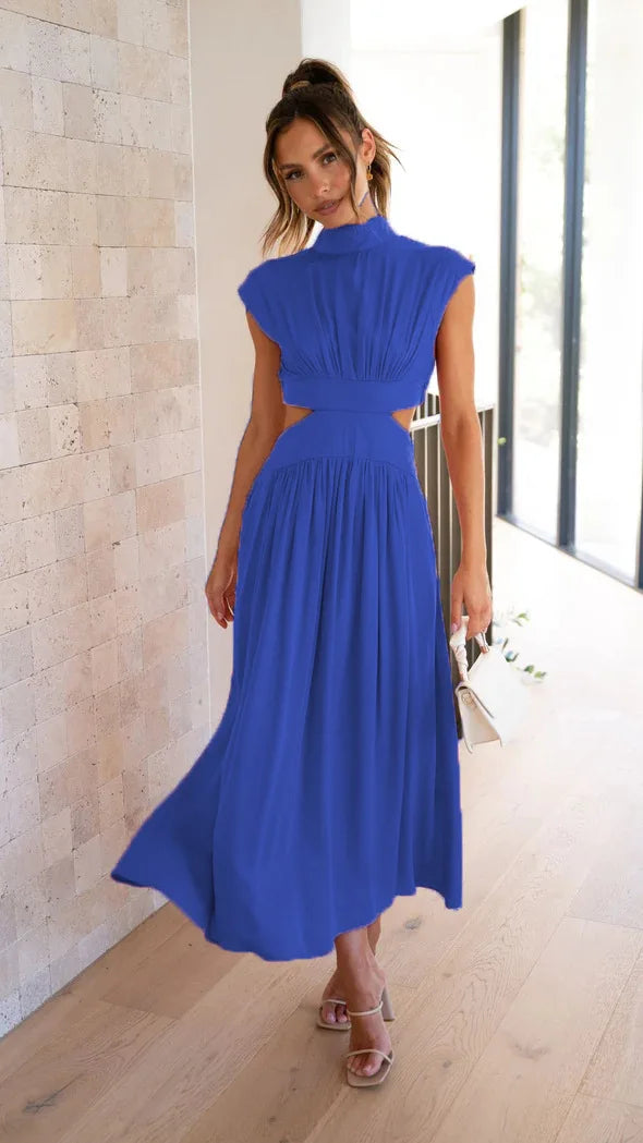 Levoire | Robe Maxi Plissée Pour Femmes Bleu