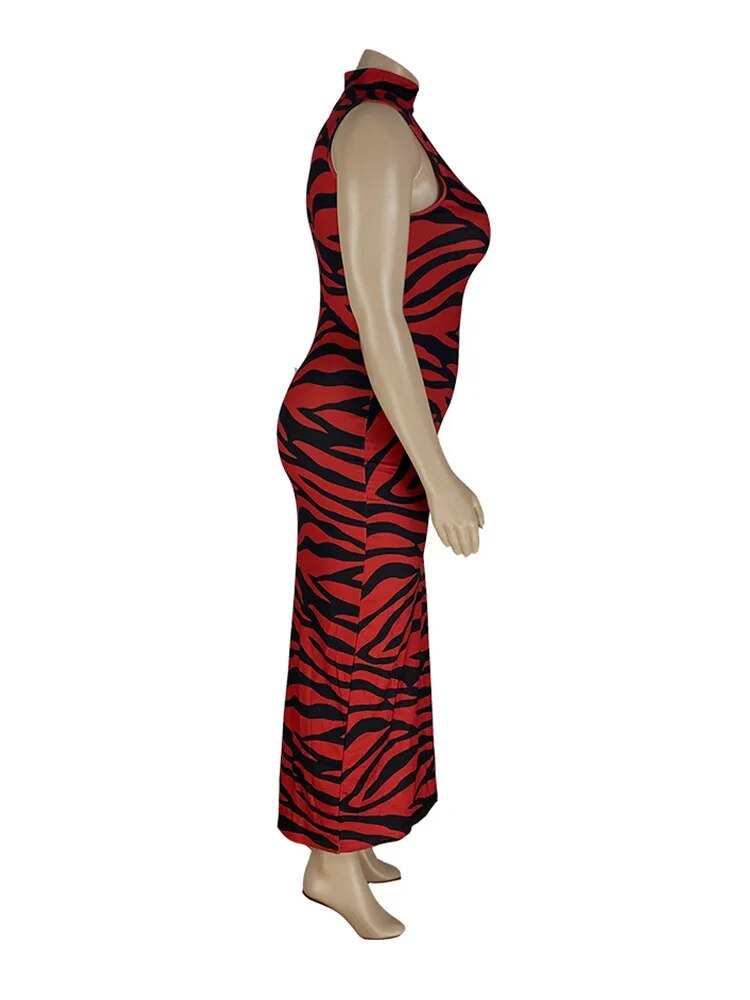 Levoire | Robe Maxi Sans Manches À Motif Zèbre Grande Taille