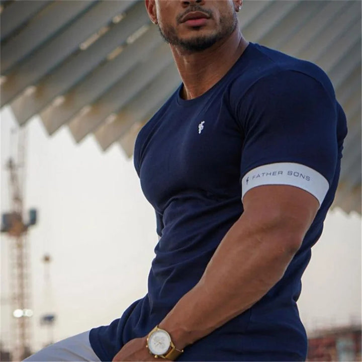Levoire | T-shirt ajusté Muscle Fit à manches courtes Merinisinsininen