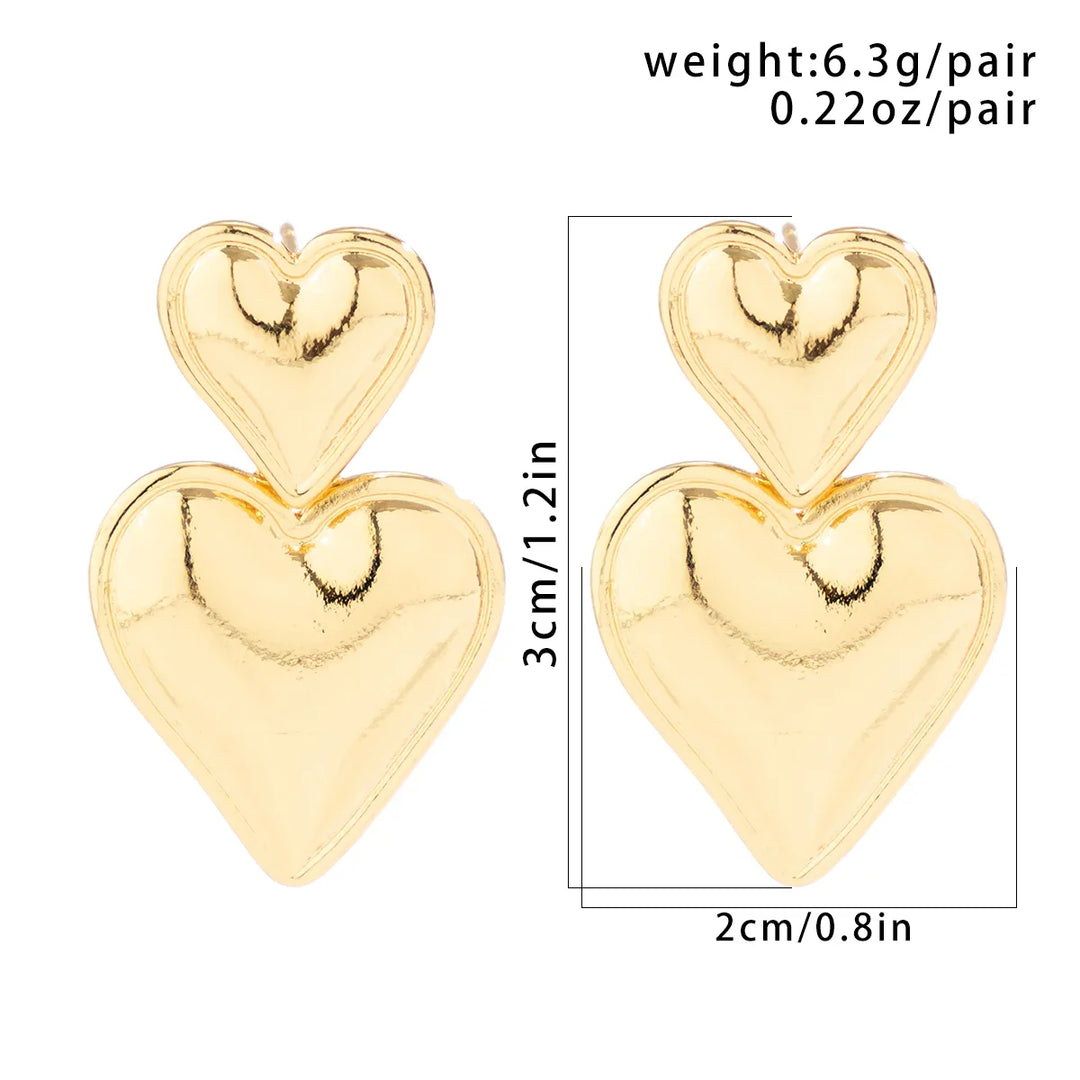 Levoire | Boucles D'Oreilles Pendantes À Double Cœur Élégantes Pour Femmes