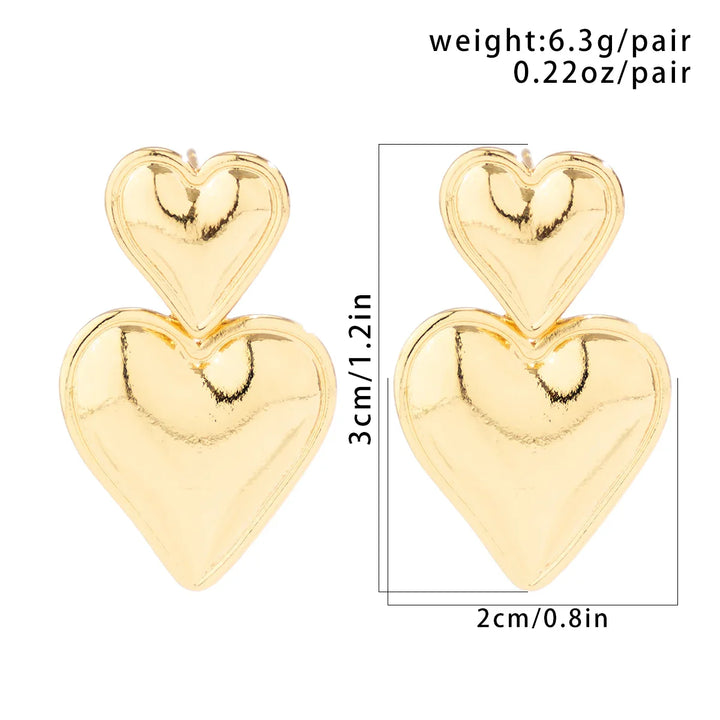 Levoire | Boucles D'Oreilles Pendantes À Double Cœur Élégantes Pour Femmes
