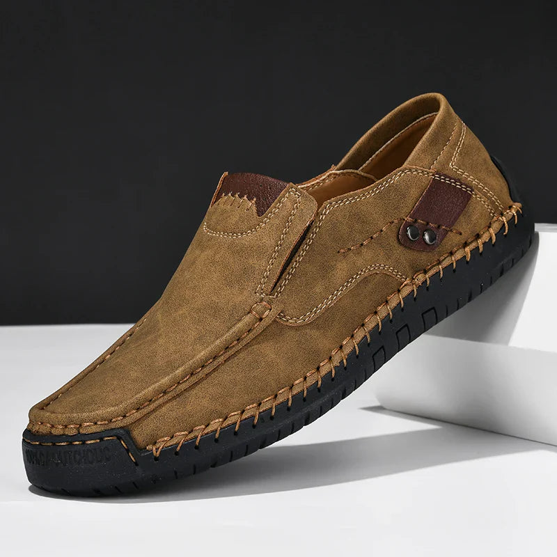 Levoire | Chaussons Cuir Souple Homme Khaki