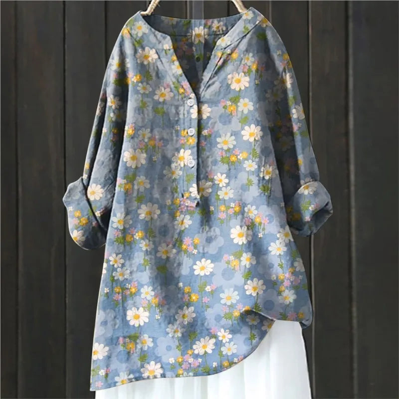 Levoire | T-shirt décontracté à motifs floraux Kale