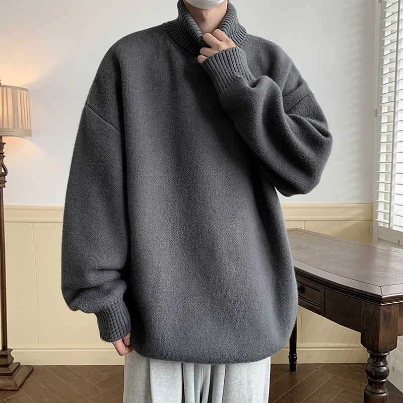 Levoire | Pull À Col Roulé Grande Taille Pour Hommes Gris
