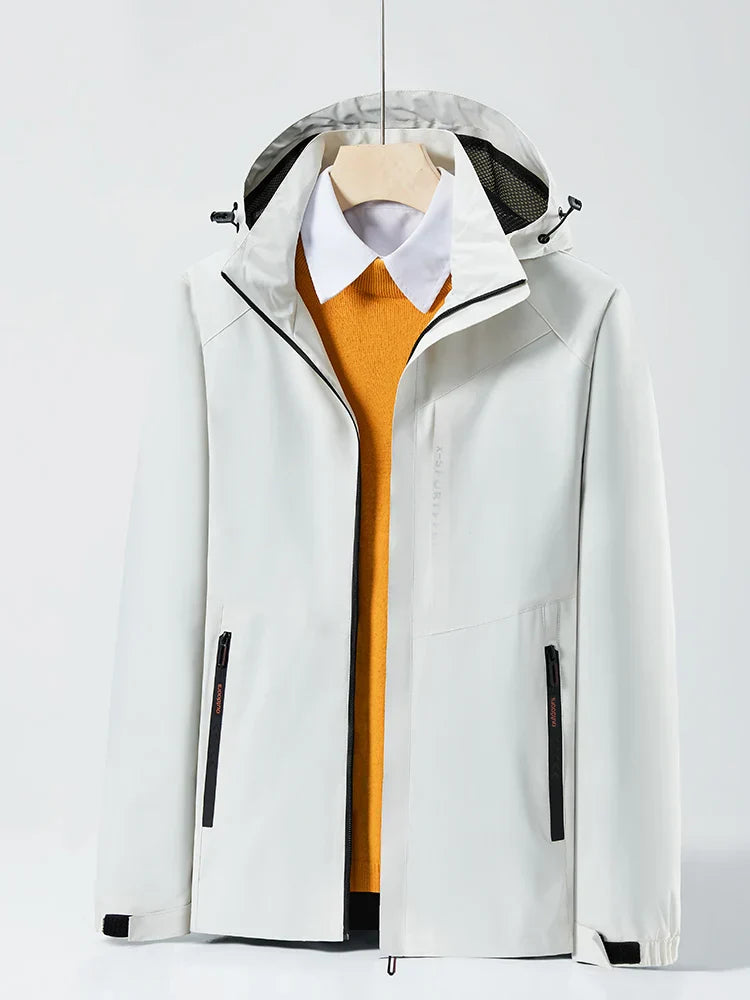Levoire | Veste De Randonnée Imperméable Avec Capuche Pour Hommes Blanc