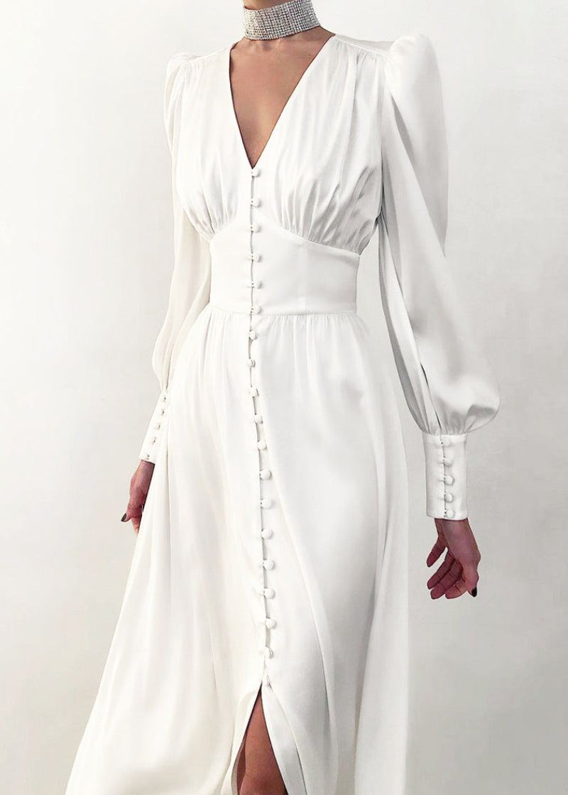 Levoire | Robe Maxi en Soie Décolleté en V pour Femmes