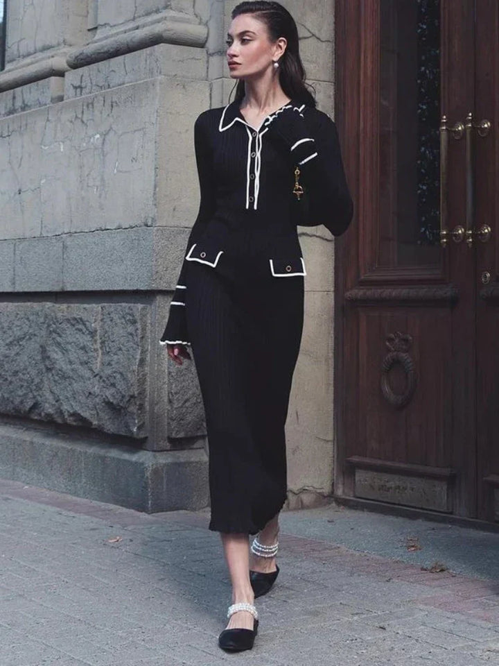 Levoire | Maxi robe taille haute à volants femme Noir-1
