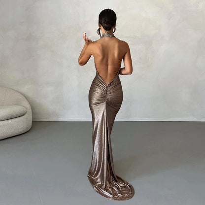 Levoire | Robe Maxi À Volants Métallisés Sans Manches