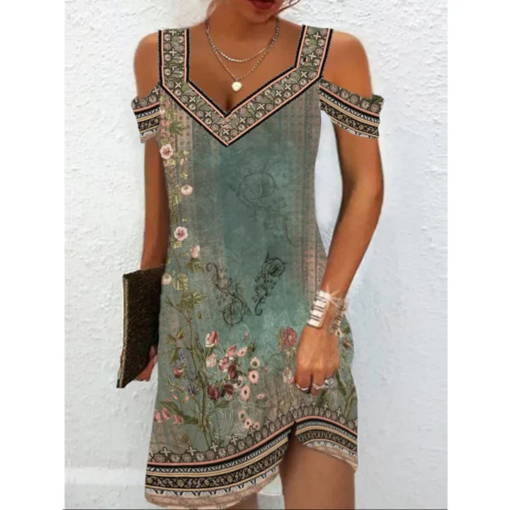 Levoire | Robe Printemps/Été Avec Motif Floral Rétro Grun 3