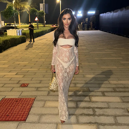 Levoire | Décolleté Ouvert Avec Des Bretelles En Dentelle Robes Maxi