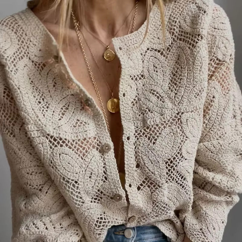 Levoire | Haut En Tricot Crochet Élégant Beige