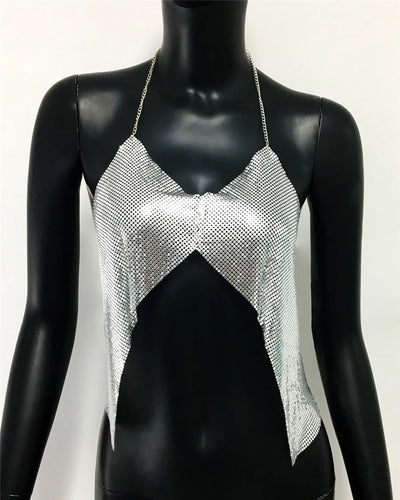 Levoire | Haut Coupe Halter À Paillettes Métalliques