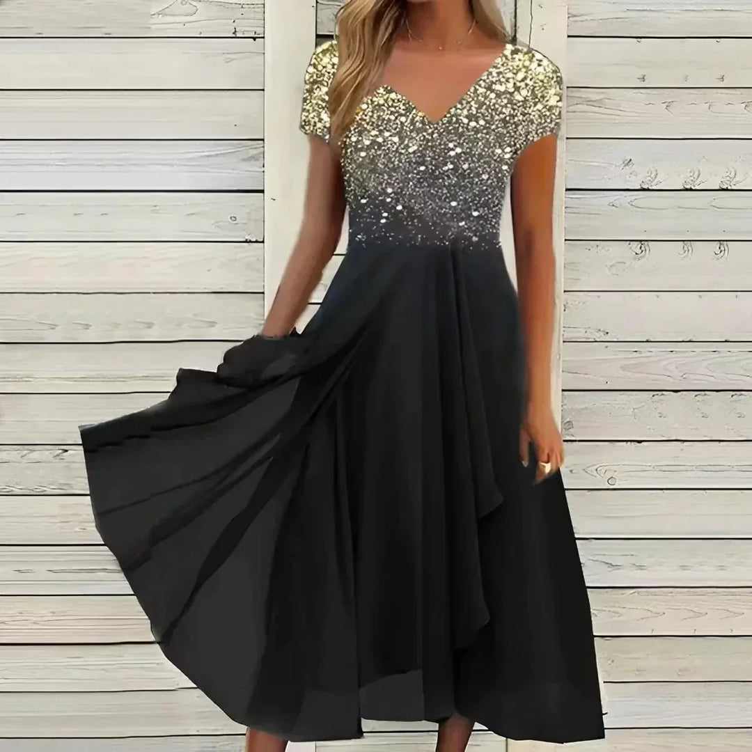 Levoire | Robe Pour Femmes En Chiffon Or Noir