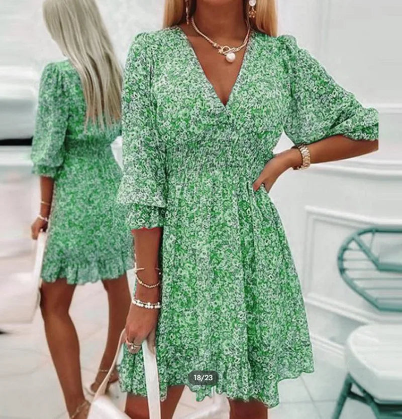 Levoire | Mini-Robe Fleurie Bohème Vert