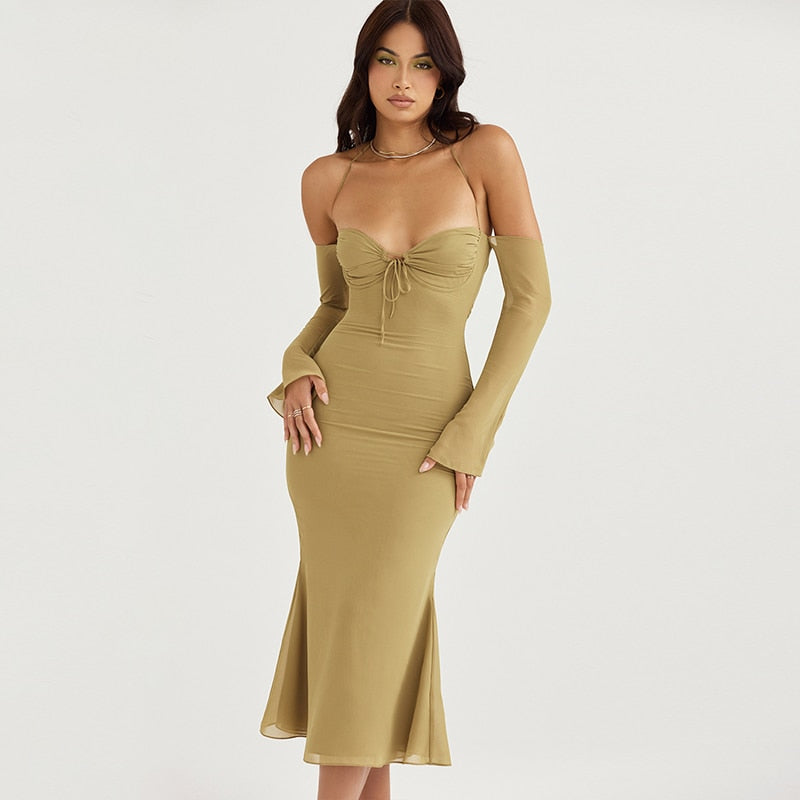 Levoire | Robes Midi Longues À Épaules Dénudées À Halter