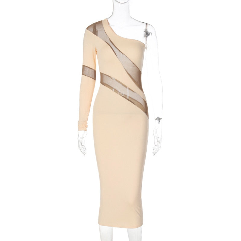 Levoire | Robe Midi Bodycon À Manches Longues En Mesh