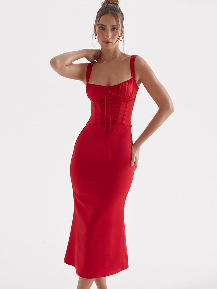 Levoire | Corset À Lacets Sans Bretelles Robe Midi