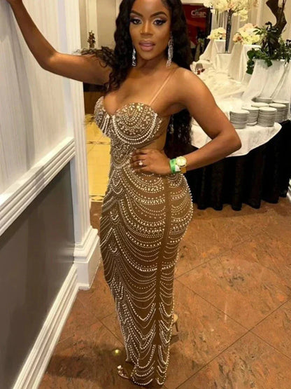 Levoire | Robe À Paillettes En Cristal Brillant Robe Brune