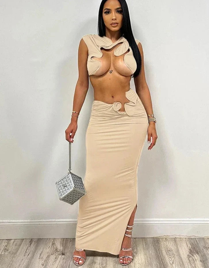 Levoire | Dyi Ujevn Micro Crop + Long Jupe Set