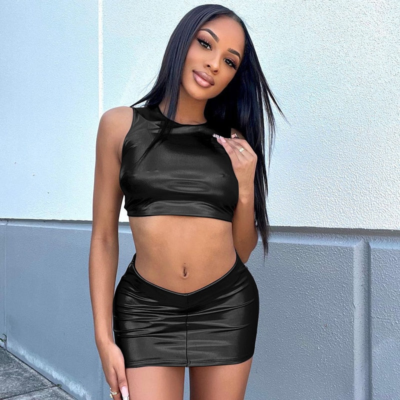 Levoire | Metallic Tops & Mini Skirt Set