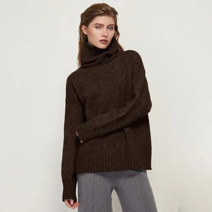 Levoire | Pull Printemps Toucher Cachemire Femme Marron foncé Une taille pour tous