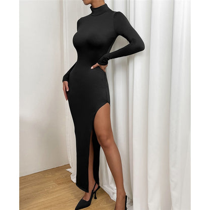 Levoire | Noir Robe Maxi Détail À Manches Longues O-Cou