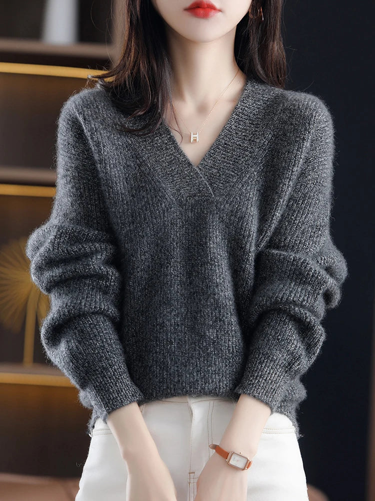 Levoire | Pull À Col V Pour Femmes Gris foncé