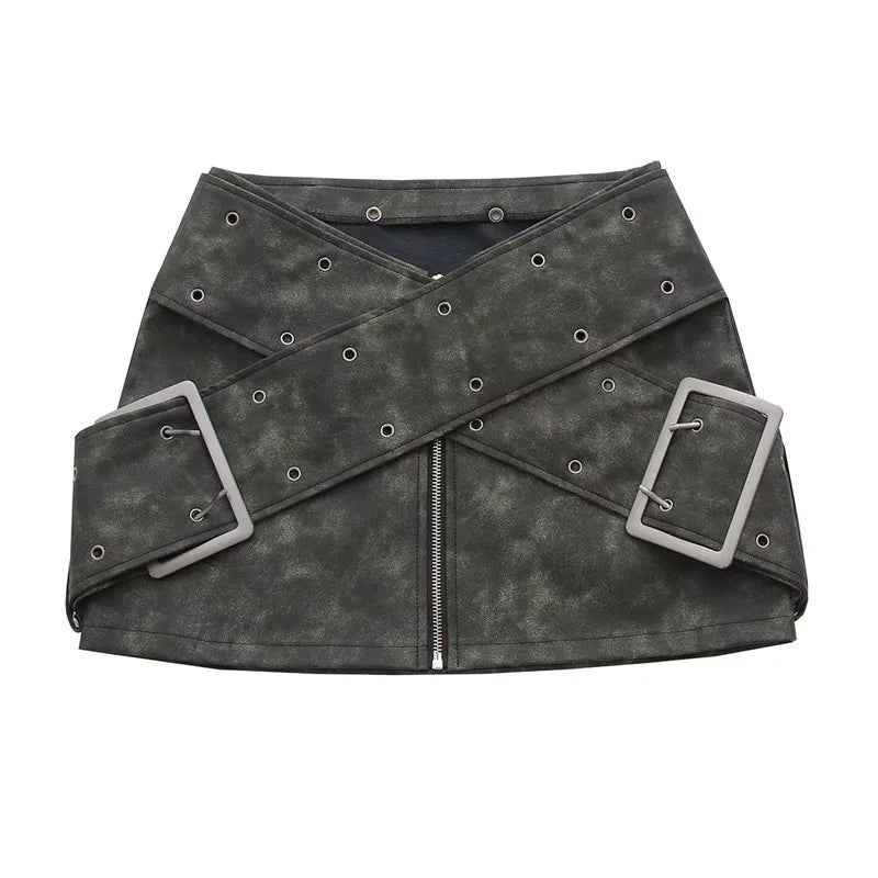 Levoire | Jupe Mini En Simili Cuir Y2K Gris foncé