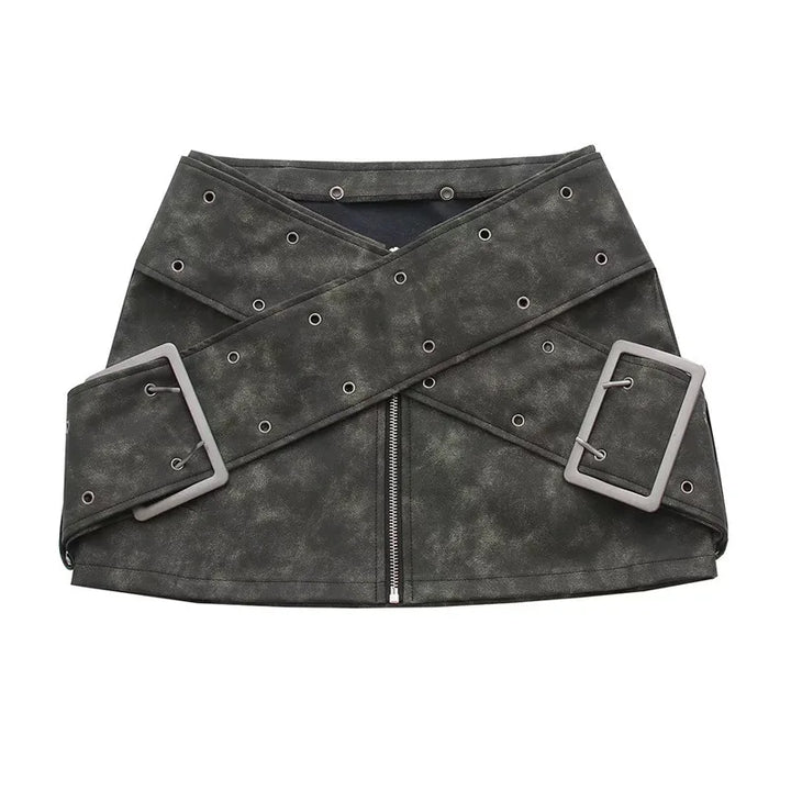 Levoire | Jupe Mini En Simili Cuir Y2K Gris foncé