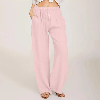 Levoire | Pantalon En Coton Et Lin Respirant Pour Femmes Rosa