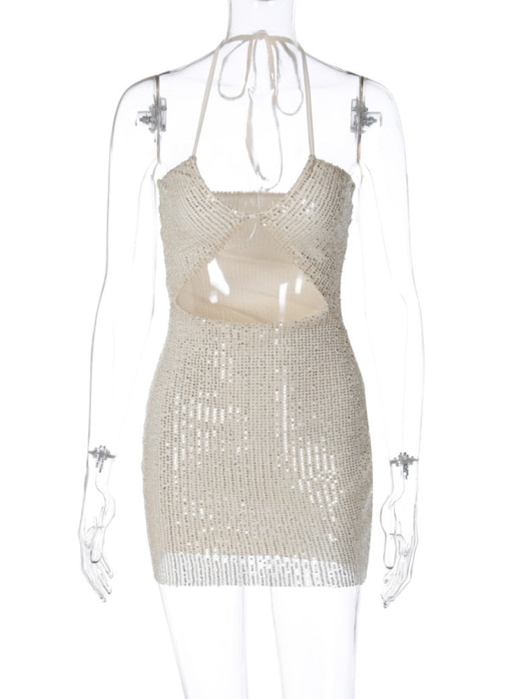 Levoire | Argent Paillettes Haut Sans Bretelles Robe Mini