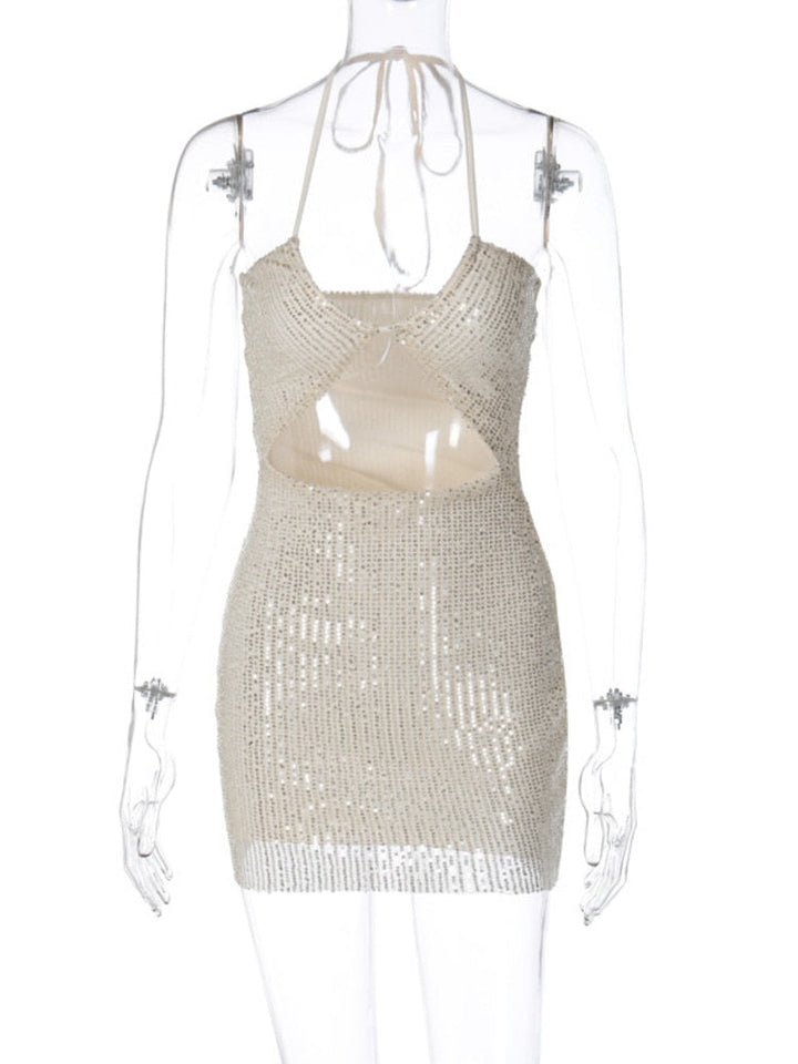 Levoire | Argent Paillettes Haut Sans Bretelles Robe Mini