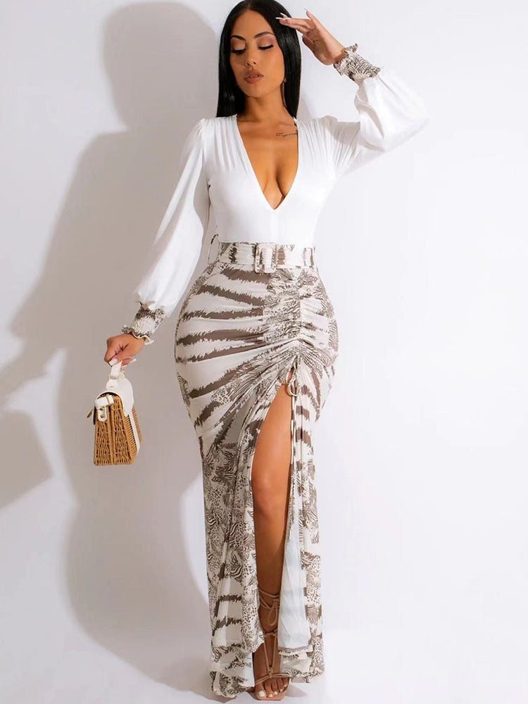 Levoire | Robe Maxi Dyp V-Glad Zebra Auburn