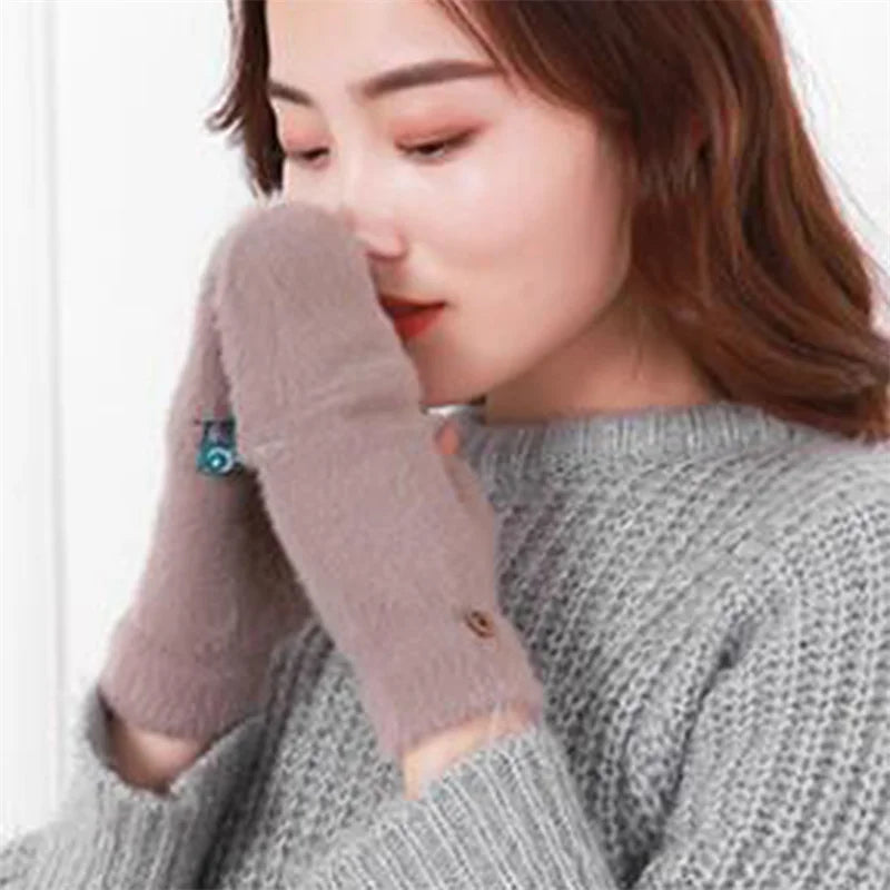 Levoire | Gants Chauds Sans Doigts Pour Femmes En Fourrure