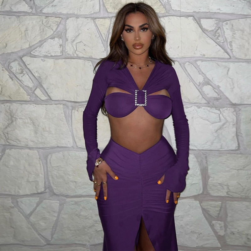 Levoire | Top Court À Col En V & Jupe Maxi Taille Haute