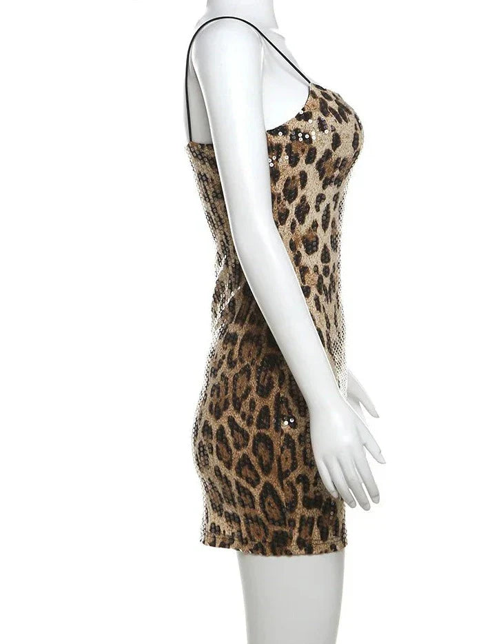 Levoire | Motif Léopard Paillettes Mini Robe