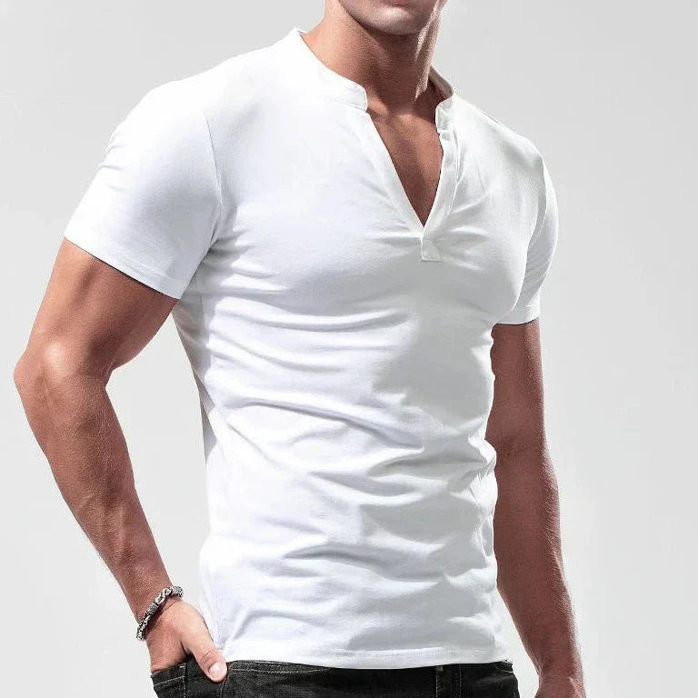 Levoire | T-shirt Henley en Coton avec Technologie Anti-Sueur et Coupe Musclée pour Hommes