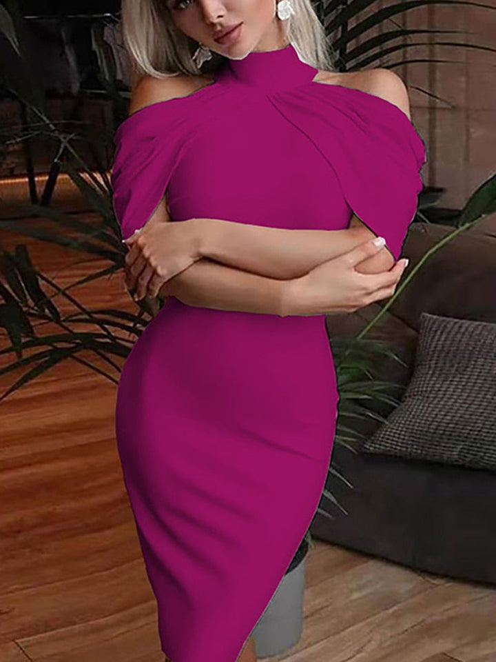 Levoire | Robe Midi À Col Halter Drapé Off Rosenrot