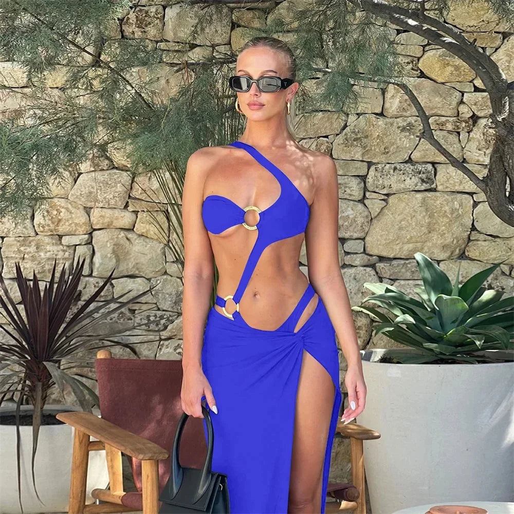 Levoire | Maillot De Bain Une Pièce Et Ensemble Jupe Midi Leo Bleu