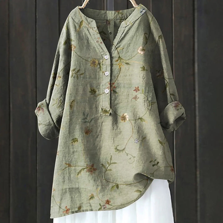 Levoire | Blouse Florale Décontractée Vert olive