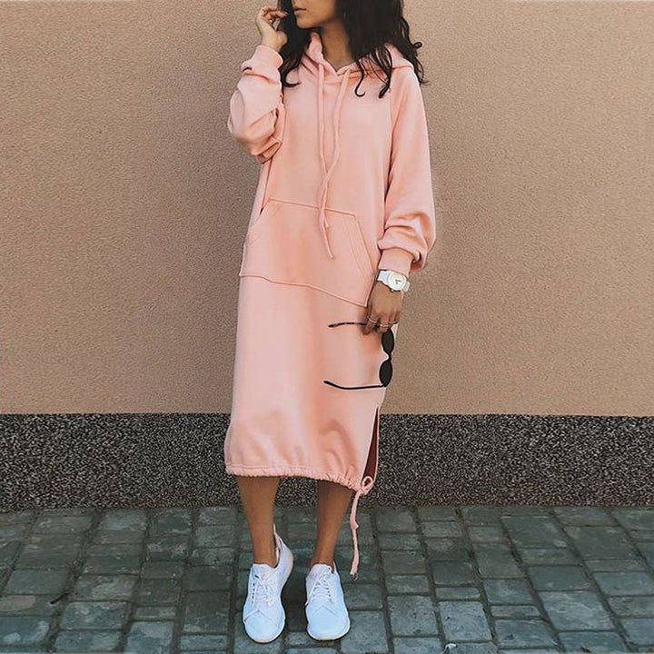 Levoire | Beautiful Hooded Dress With Pockets Rosa